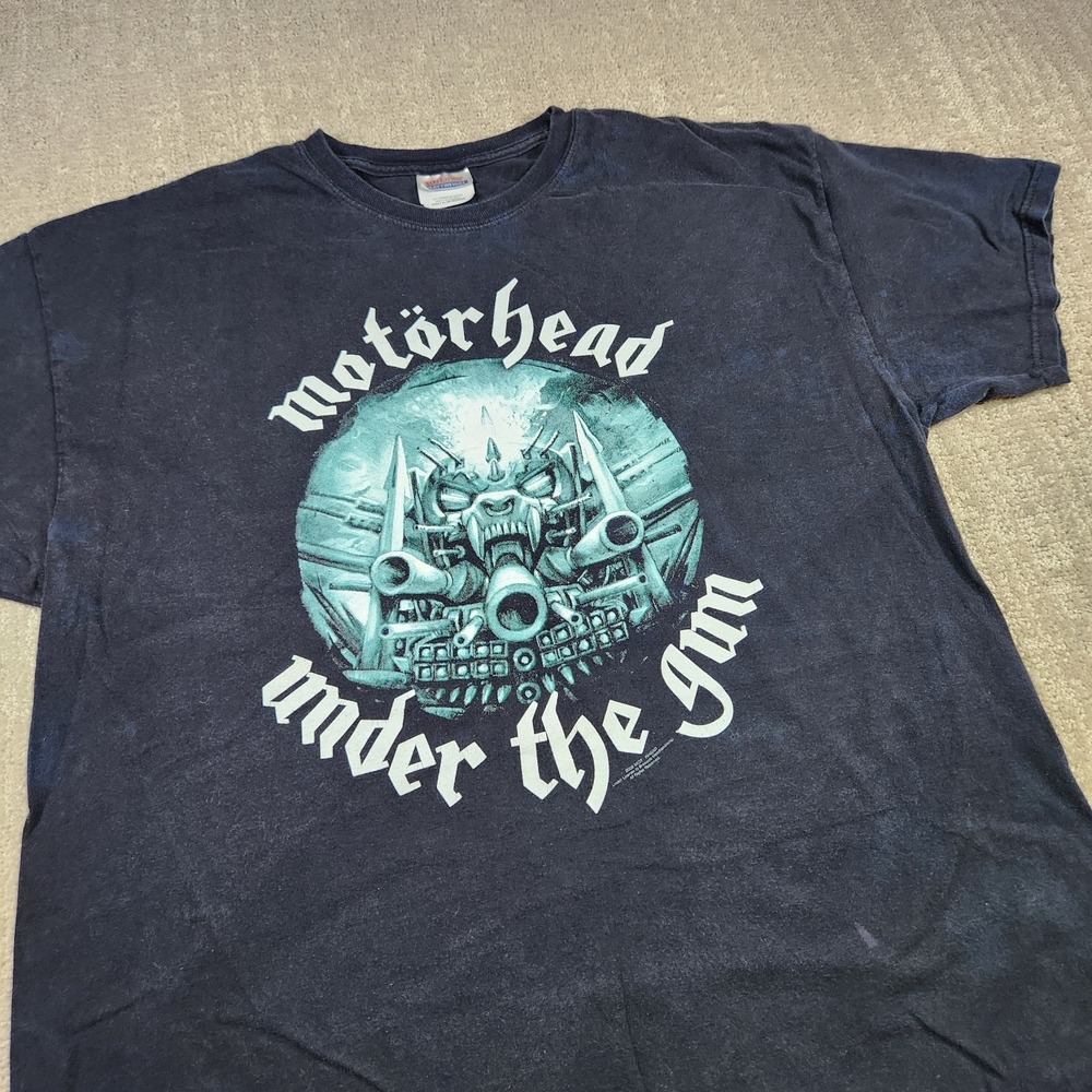 Vintage Motorhead Band Tee Shirt Men XL Under The Gun Black Faded Metal